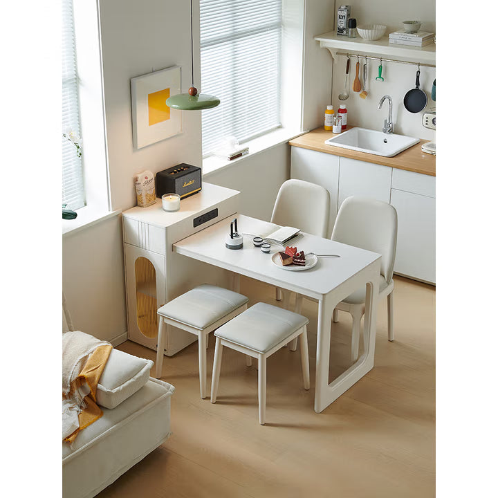 ✨Multifunctional Storage Cabinet, Retractable Island Dining Table with induction cooker