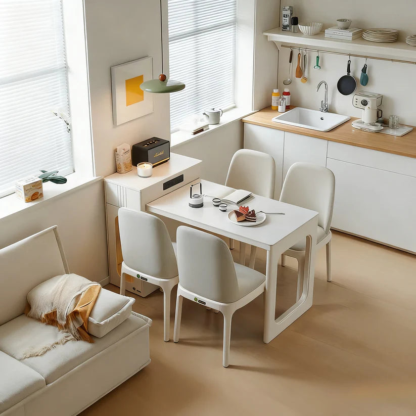 ✨Multifunctional Storage Cabinet, Retractable Island Dining Table with induction cooker