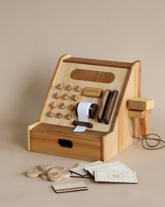 🎈Wooden Cash Register  Vintage pretend play for kids